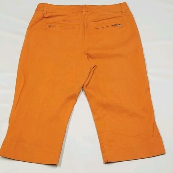 Cotton Ginny Shorts Womens Capris Size 14 Plus Orange Denim Stretch Zippers - Picture 3 of 9